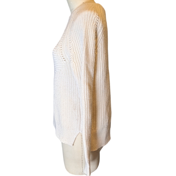J. Crew Sweater Ivory Wool Cotton Blend with Cutouts Women's Size Small - Picture 2 of 6